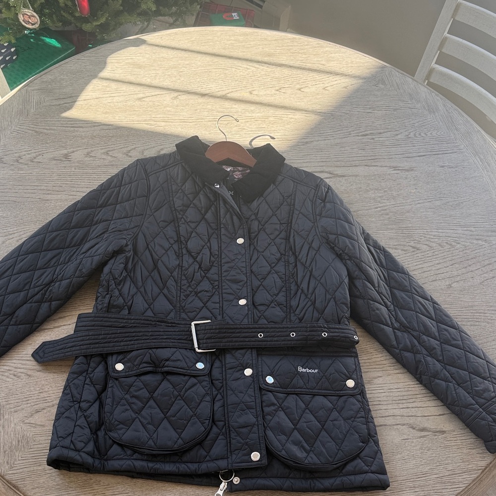 Barbour Women's Black Quilted Utility Jacket with Belt